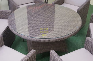 Фото-Стол плетеный "Samurai" D150 beige| SDORF / Rotang-Furniture