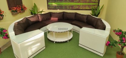 Electra white cream Комплект мебели из ротанга круглый диван