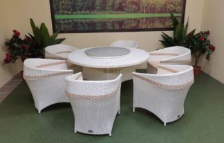 Плетеная мебель "Asturias" white D 140 + 6 | SDORF / Rotang-Furniture.ru