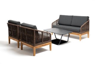 Канны мебель из роупа со столом (серый гранит), основание дуб, цвет коричневый